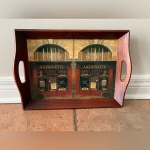 Vintage Wooden Tray & Picture Canvas